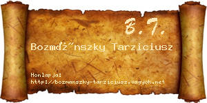 Bozmánszky Tarziciusz névjegykártya